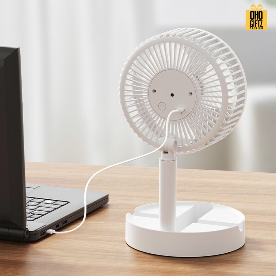 พัดลมตั้งโต๊ะขนาดเล็กพับเก็บได้ สกรีนโลโก้ ทำเป็นของพรีเมี่ยม