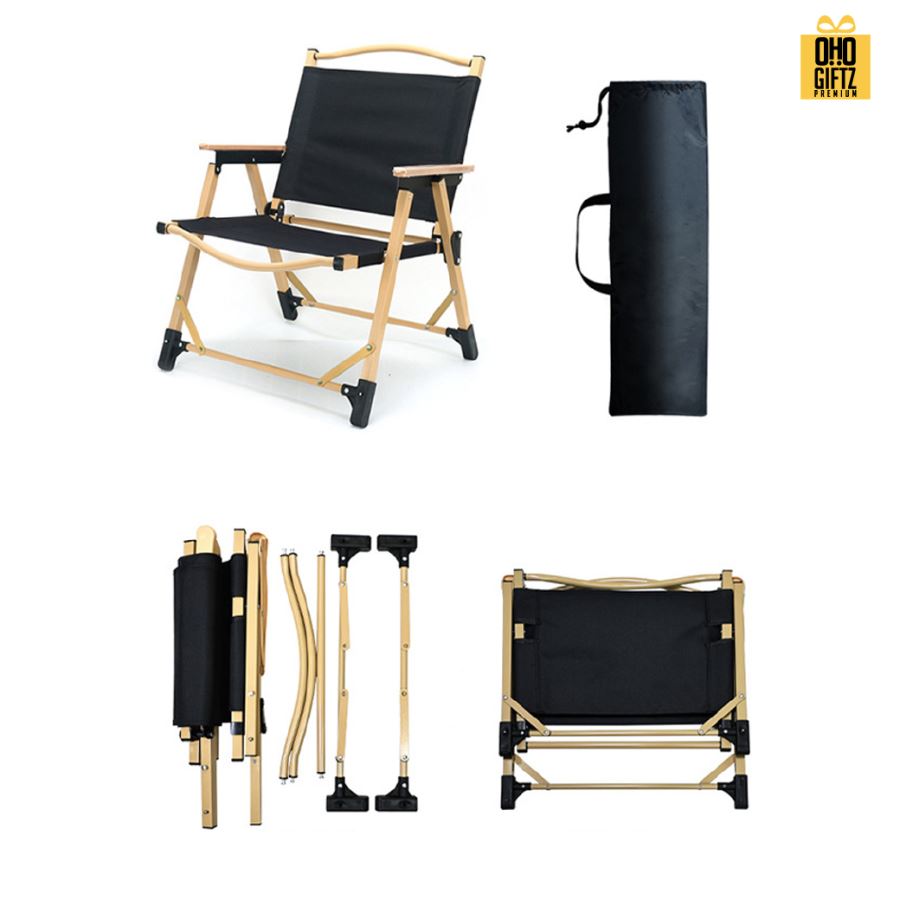 เก้าอี้ปิกนิกมีที่วางแขนไม้ สกรีนชื่อ สกรีนโลโก้ ทำเป็นของพรีเมี่ยมได้