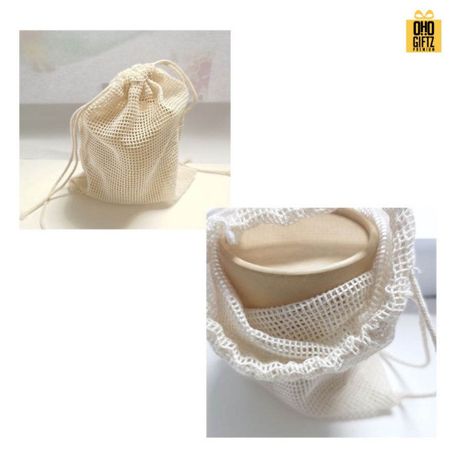 ถุงตาข่ายใส่ผลไม้ สกรีนโลโก้ ทำเป็นของพรีเมี่ยมได้