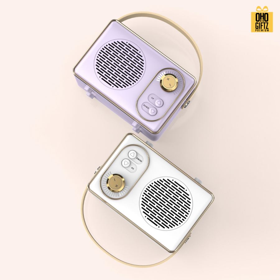 ลำโพงย้อนยุค Bluetooth สกรีนโลโก้ สกรีนชื่อร้านทำเป็นของพรีเมี่ยมได้ 