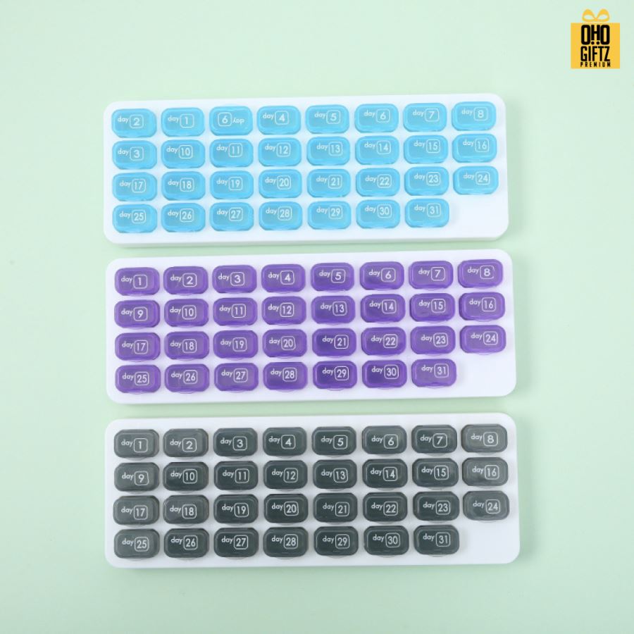 กล่องยารายเดือน สกรีนชื่อ สกรีนโลโก้ ทำเป็นของพรีเมี่ยมได้