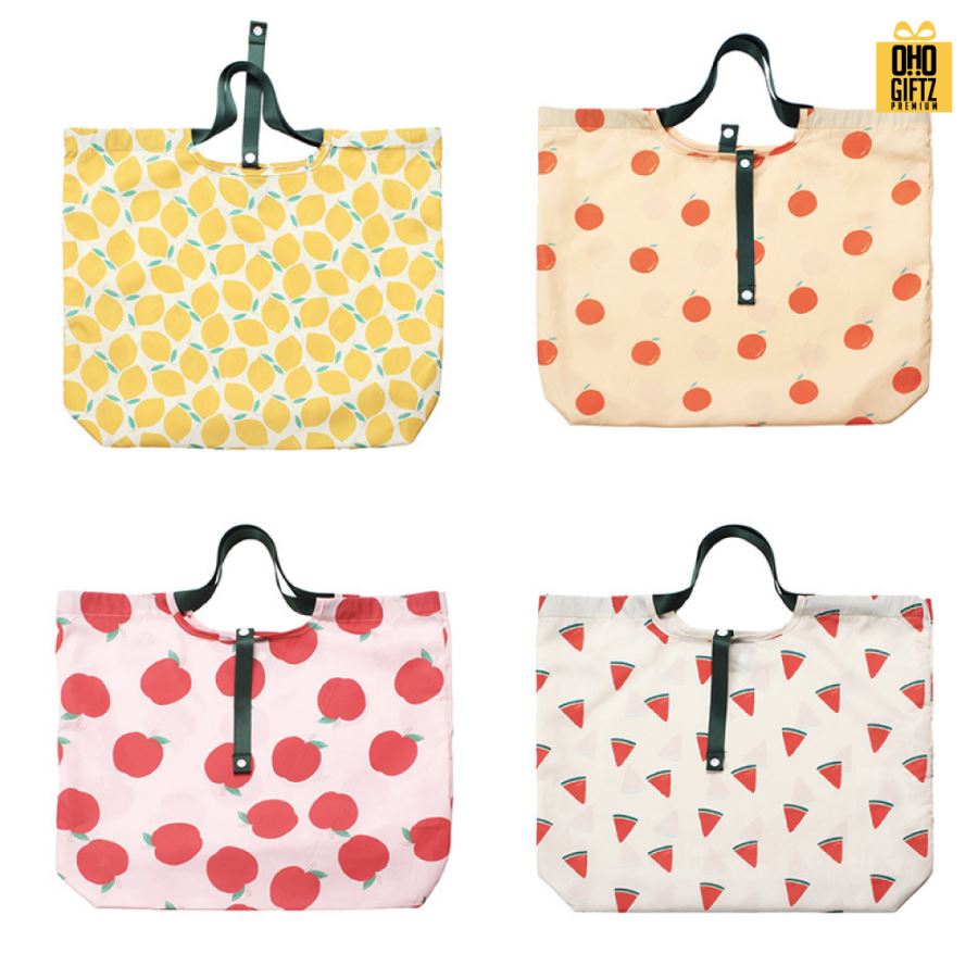 กระเป๋าช้อปปิ้งผ้าพับได้ ขนาดใหญ่ สกรีนโลโก้ ทำเป็นของพรีเมี่ยม ของที่ระลึกได้