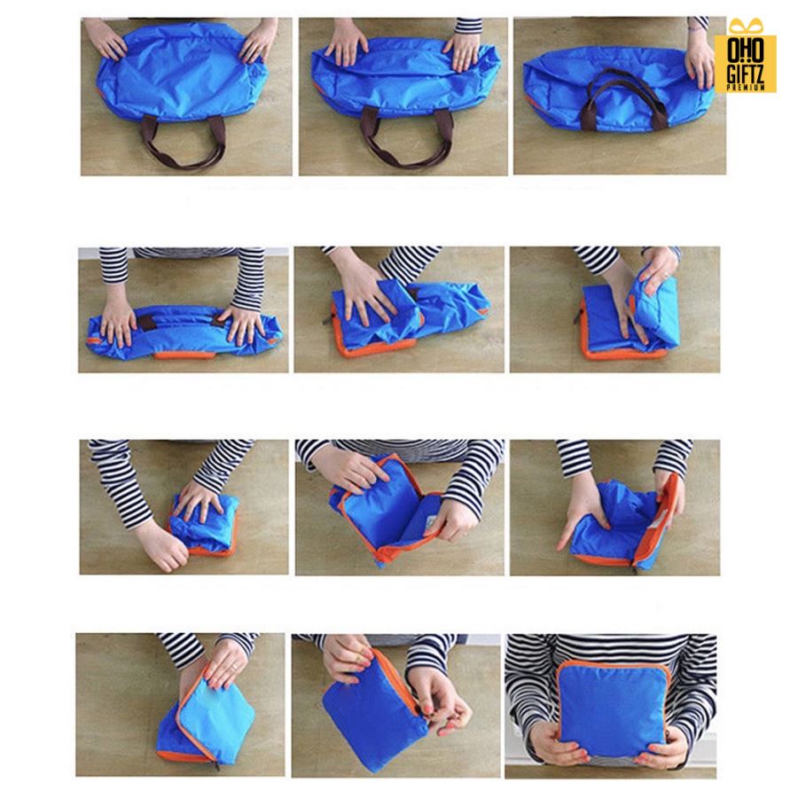 กระเป๋าใส่เสื้อผ้าพับเล็กได้ สกรีนโลโก้ ทำเป็นของพรีเมี่ยม ของที่ระลึกได้