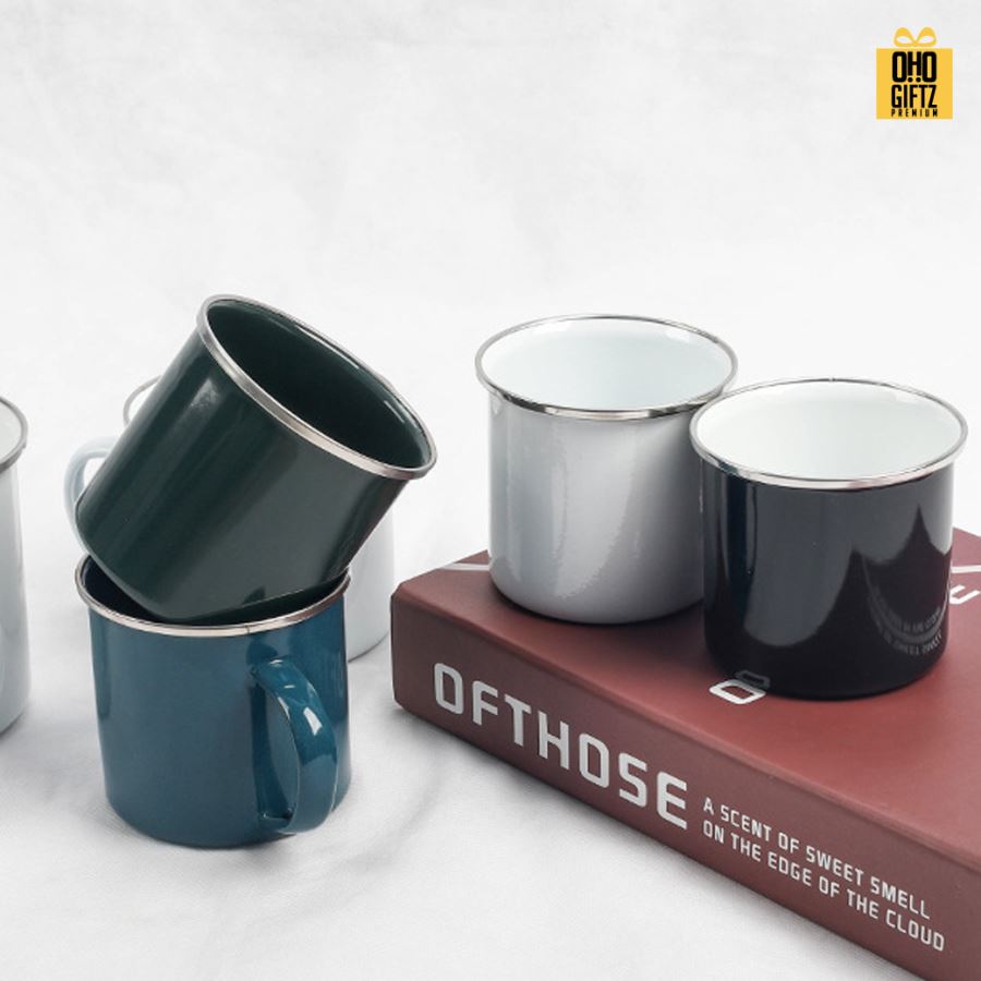 แก้วเคลือบEnamel ทนความร้อนสูง สกรีนชื่อ สกรีนโลโก้ ทำเป็นของพรีเมี่ยมได้