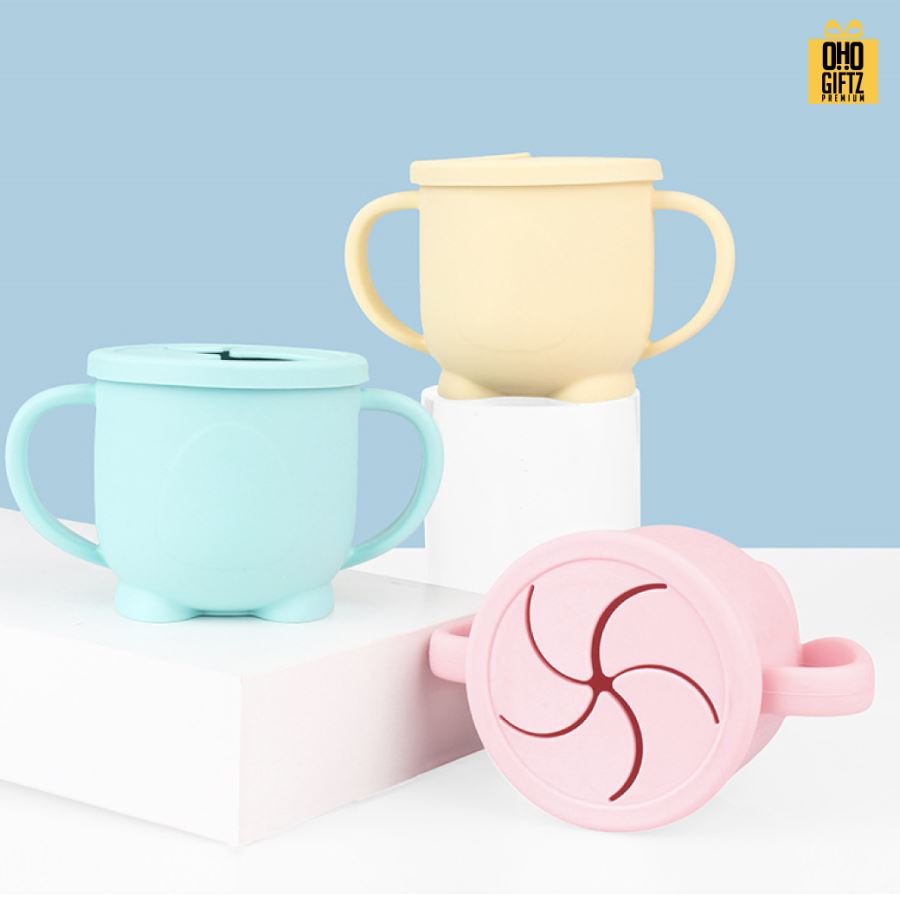 ถ้วยซิลิโคนเด็ก Food grade สกรีนชื่อ สกรีนโลโก้ ทำเป็นของพรีเมี่ยมได้