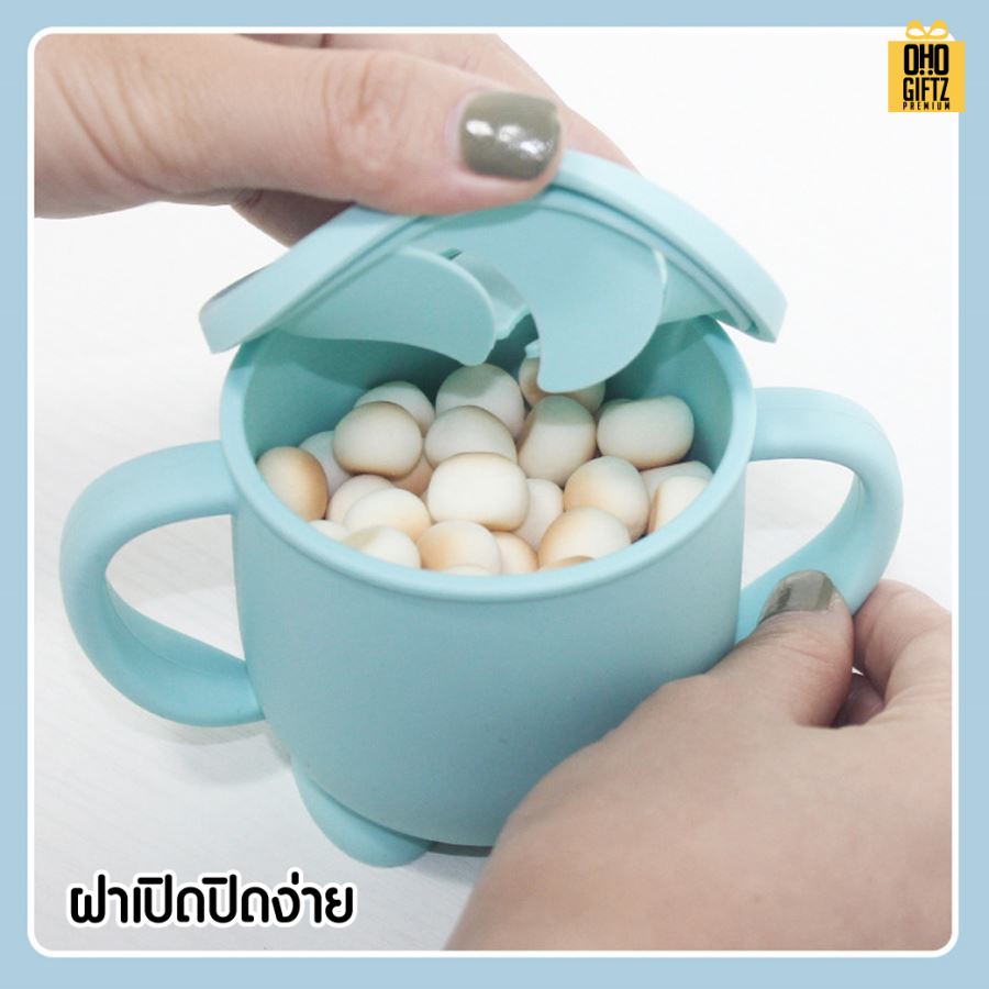 ถ้วยซิลิโคนเด็ก Food grade สกรีนชื่อ สกรีนโลโก้ ทำเป็นของพรีเมี่ยมได้