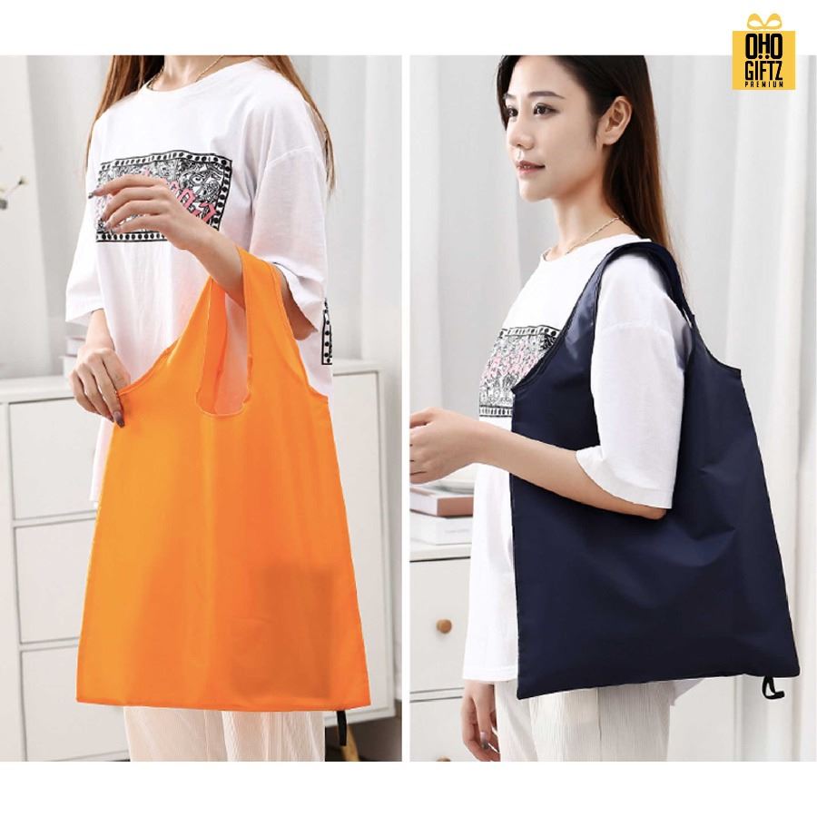 กระเป๋าผ้าพกพา ม้วนพับเก็บได้ สกรีนโลโก้ ทำเป็นของพรีเมี่ยม ของที่ระลึกได้