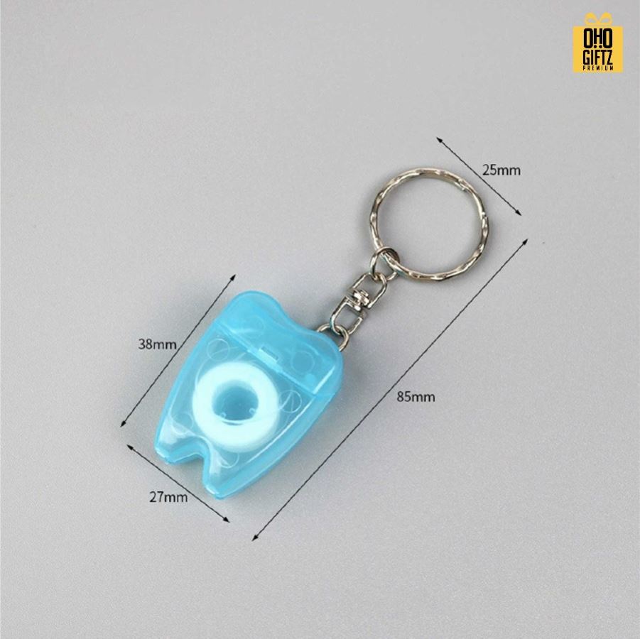 พวงกุญแจไหมขัดฟันพกพา สกรีนโลโก้ ทำเป็นของพรีเมี่ยม ของชำร่วยได้