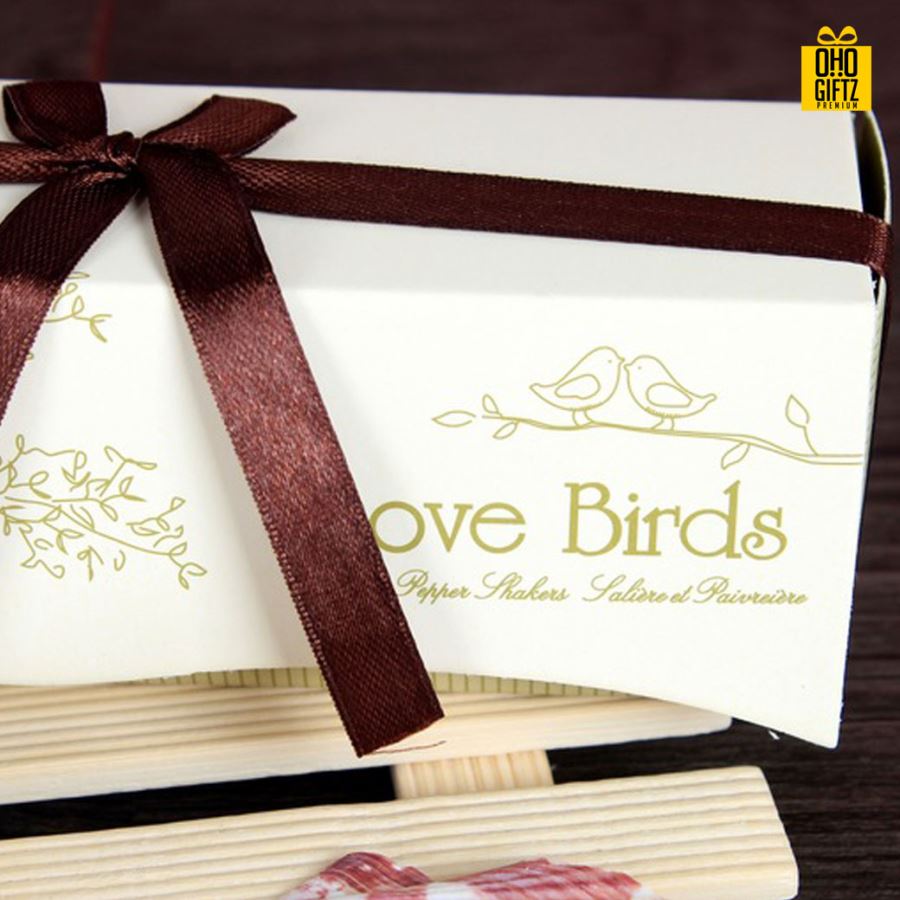 ที่ใส่เครื่องปรุงรูปนก พิมพ์สติกเกอร์ชื่อฟรี ทำเป็นของพรีเมี่ยม ของชำร่วยงานเเต่งงานได้