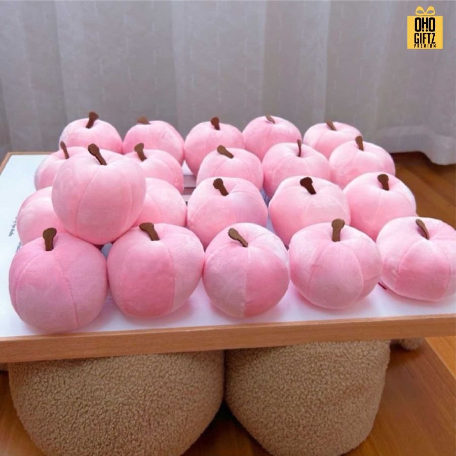 ตุ๊กตาลูกแอ๊ปเปิ้ล สกรีนโลโก้ ทำเป็นของพรีเมี่ยมได้ 