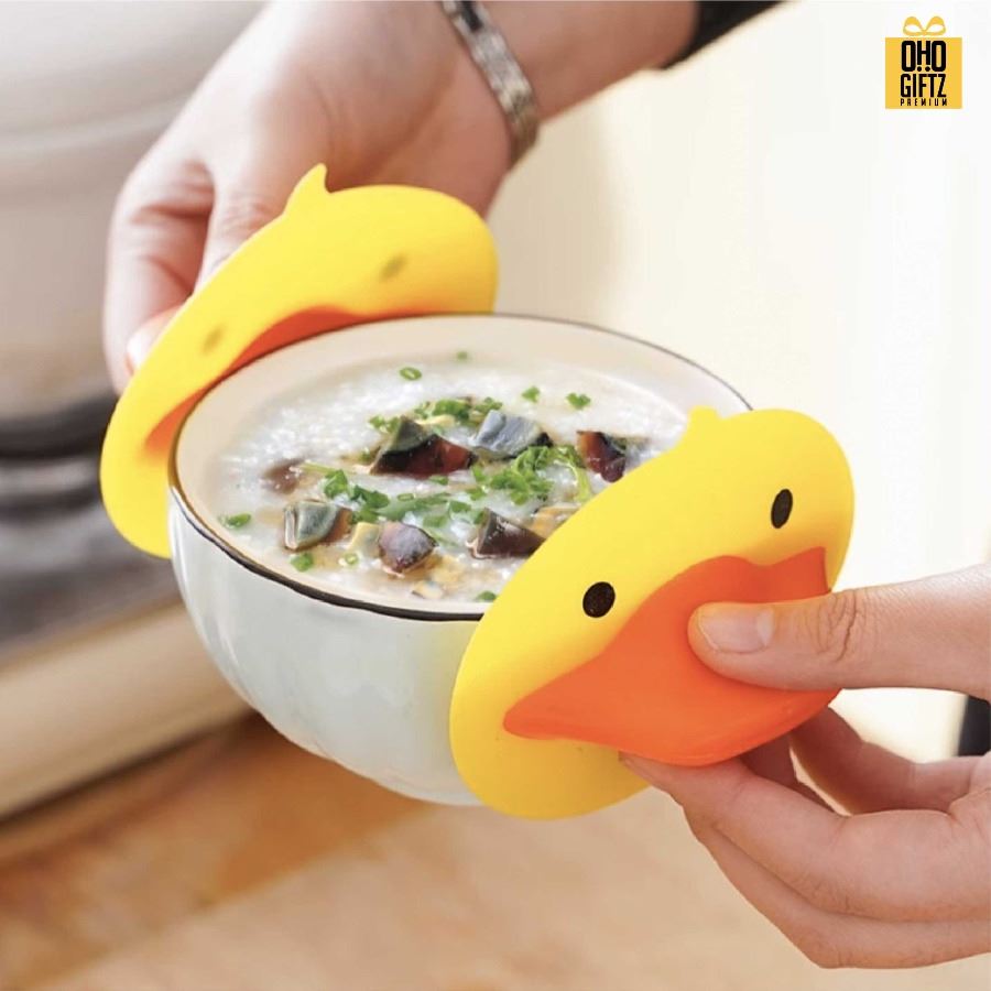 ที่จับของร้อนรูปเป็ด สกรีนชื่อ สกรีนโลโก้ ทำเป็นของพรีเมี่ยมได้