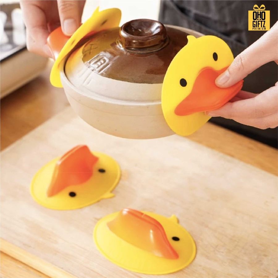 ที่จับของร้อนรูปเป็ด สกรีนชื่อ สกรีนโลโก้ ทำเป็นของพรีเมี่ยมได้