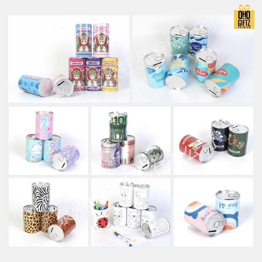 กระปุกออมสินทรงกลม พิมพ์ลายได้ตามต้องการ สกรีนโลโก้ ทำเป็นของพรีเมี่ยม ของชำร่วยได้