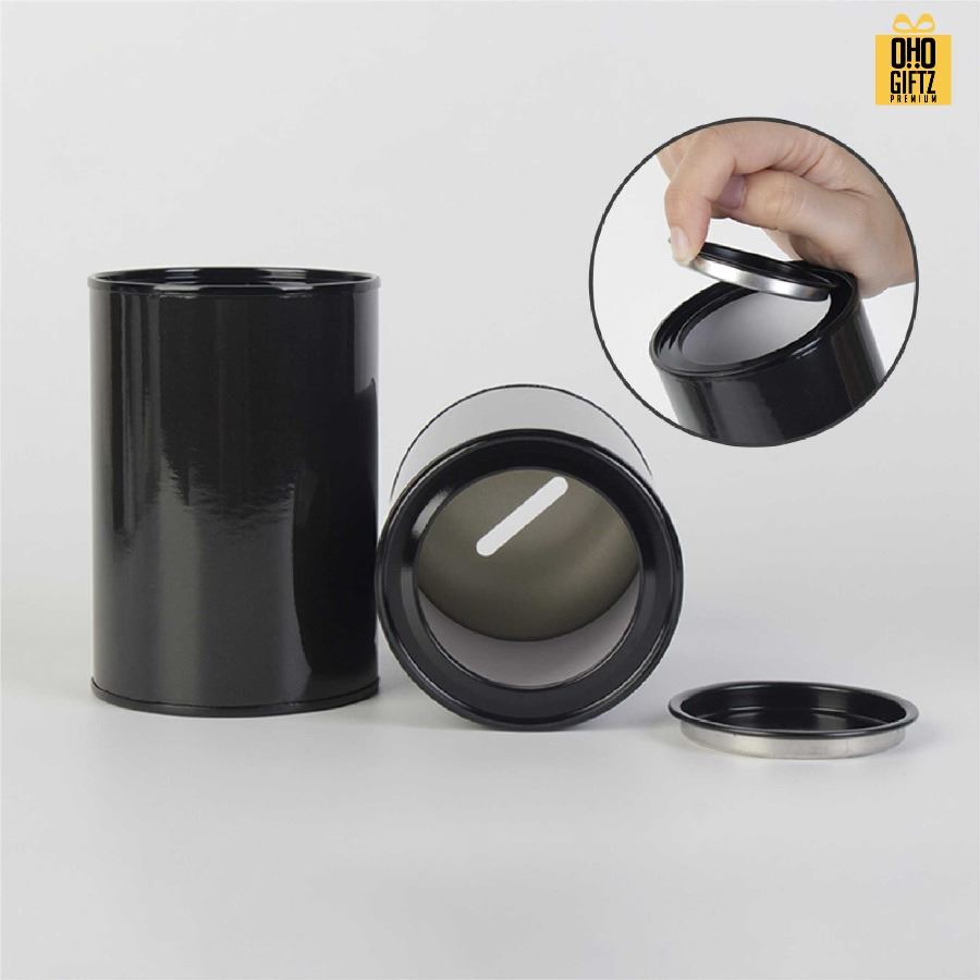 กระปุกออมสินทรงกลม พิมพ์ลายได้ตามต้องการ สกรีนโลโก้ ทำเป็นของพรีเมี่ยม ของชำร่วยได้