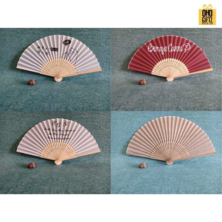 พัดจีนก้านไม้ไผ่ฉลุ พิมพ์ลายไม่จำกัดสี ทำเป็นสินค้าพรีเมี่ยม ของชำร่วย ของที่ระลึกได้
