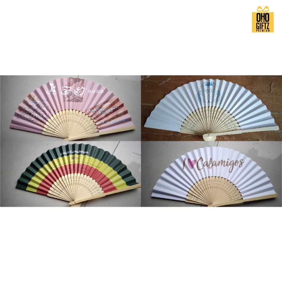 พัดจีนก้านไม้ไผ่ฉลุ พิมพ์ลายไม่จำกัดสี ทำเป็นสินค้าพรีเมี่ยม ของชำร่วย ของที่ระลึกได้