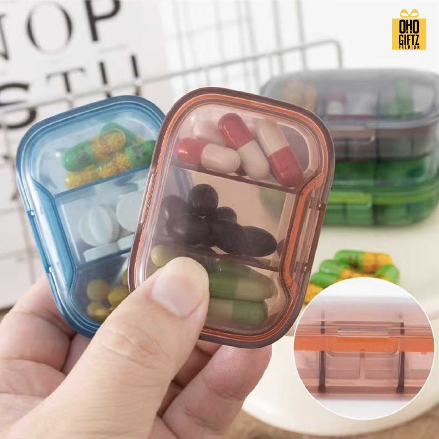 ตลับใส่ยาแบบ 3 ช่อง สกรีนชื่อ สกรีนโลโก้ ทำเป็นของพรีเมี่ยมได้ 