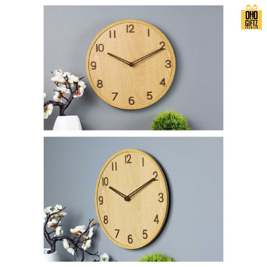 นาฬิกาไม้แขวนผนัง สกรีนชื่อ สกรีนโลโก้ ทำเป็นของพรีเมี่ยมได้ 