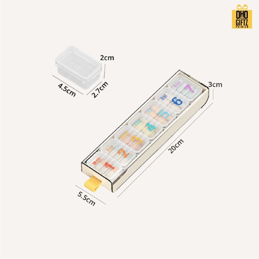 กล่องใส่ยาพกพาแบบ 7 วัน สกรีนชื่อ สกรีนโลโก้ ทำเป็นของพรีเมี่ยมได้ 