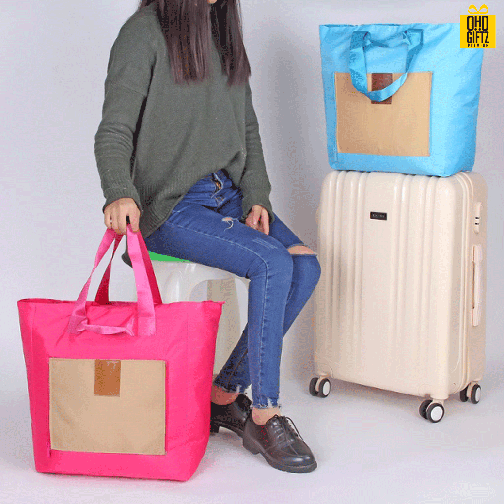 กระเป๋าเดินทางพับเก็บได้ สกรีนชื่อ สกรีนโลโก้ ทำเป็นของพรีเมี่ยม