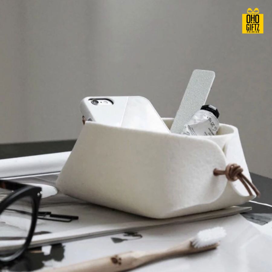 กล่องเก็บของตั้งโต๊ะ กรีนโลโก้ ทำเป็นของพรีเมี่ยม 