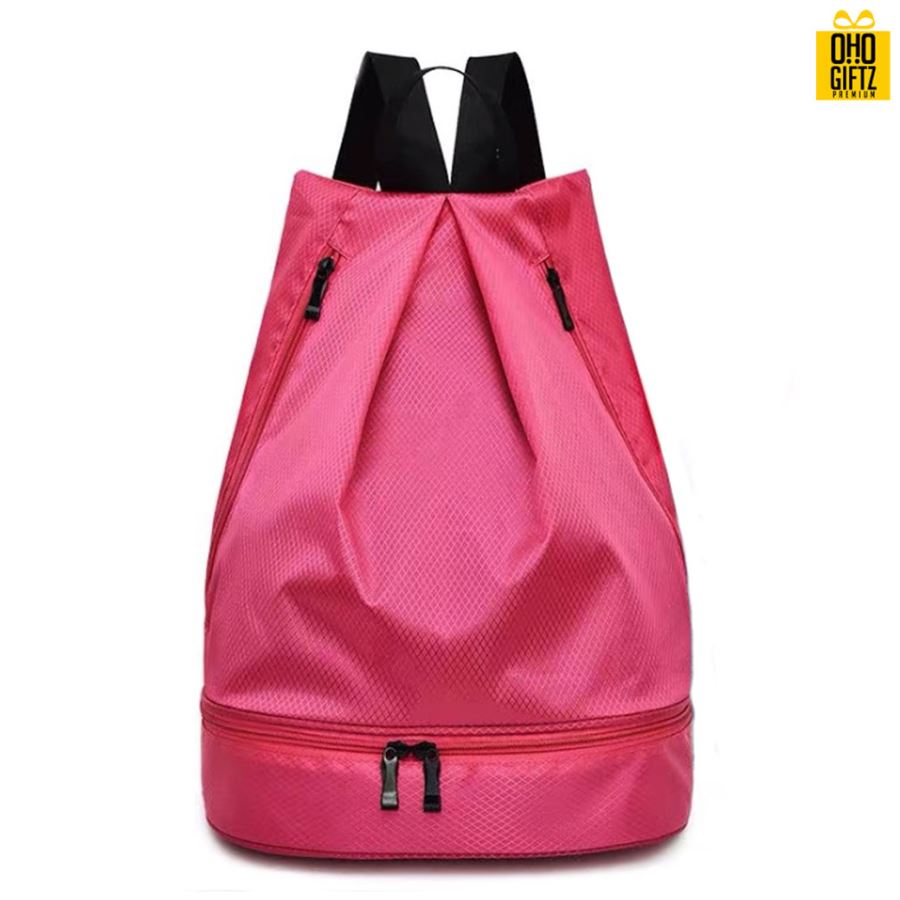 กระเป๋าเป้ผ้ากันน้ำทรงจีบ สกรีนโลโก้ ทำเป็นของพรีเมี่ยม