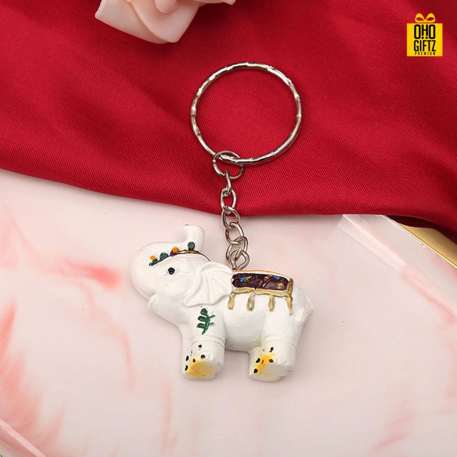 พวงกุญแจช้าง พิมพ์สติกเกอร์ชื่อฟรี ทำเป็นของพรีเมี่ยม ของชำร่วยงานเเต่งงานได้