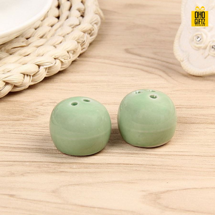 ที่ใส่เครื่องปรุงรูปถั่วเขียว พิมพ์สติกเกอร์ชื่อฟรี ทำเป็นของพรีเมี่ยม ของชำร่วยงานเเต่งงานได้