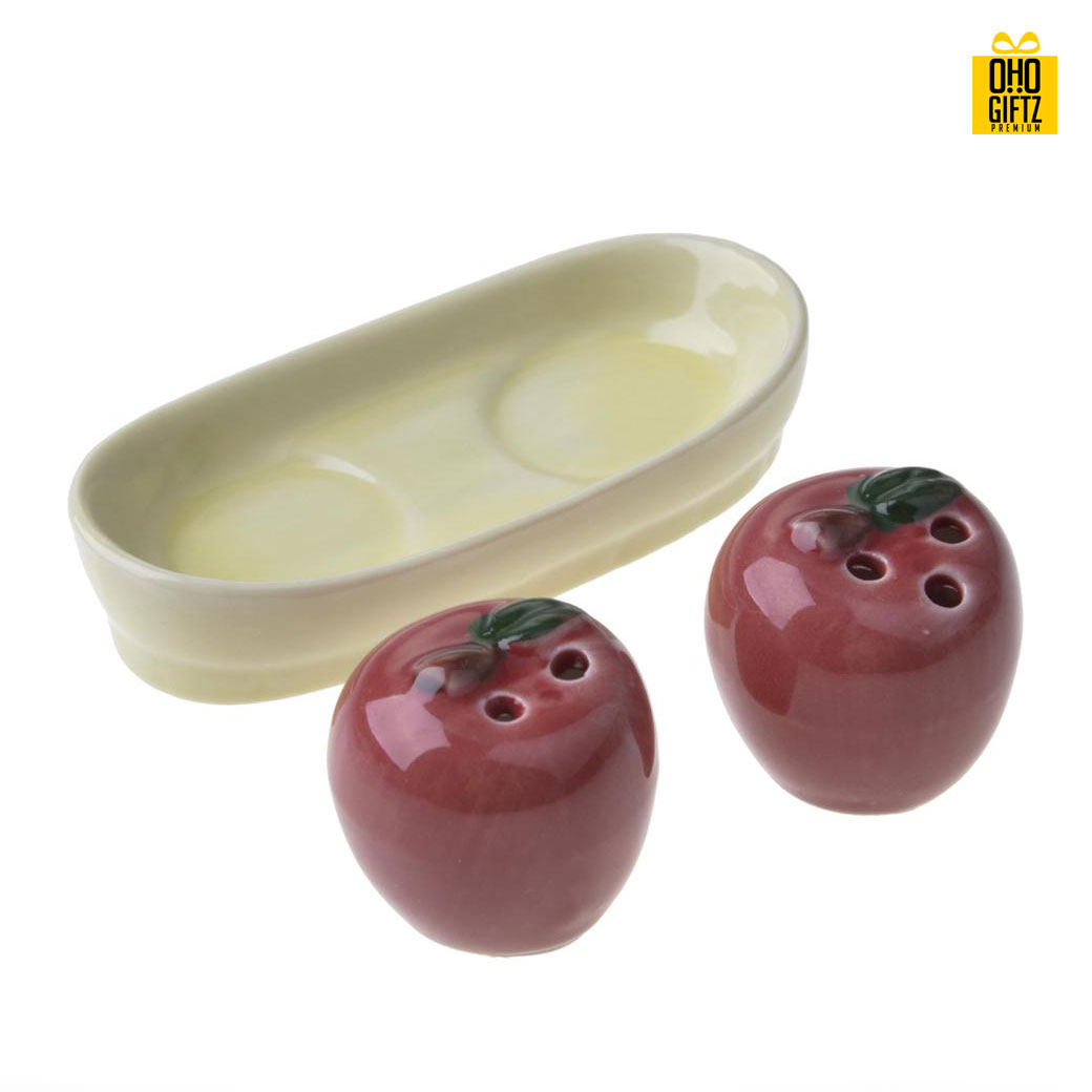 ที่ใส่เครื่องปรุงแอปเปิ้ล  พิมพ์สติกเกอร์ชื่อฟรี ทำเป็นของพรีเมี่ยม ของชำร่วยงานเเต่งงานได้