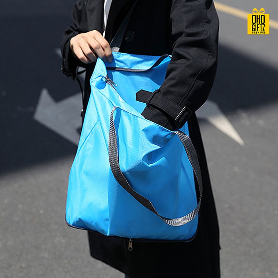 กระเป๋าสะพายพับเก็บได้ สกรีนโลโก้ ทำเป็นของพรีเมี่ยม ของที่ระลึก