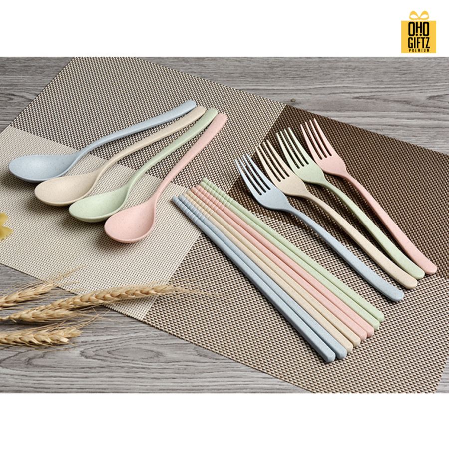 ชุดถาดทานอาหารฟางข้าว สกรีนชื่อ สกรีนโลโก้ ทำเป็นของพรีเมี่ยมได้