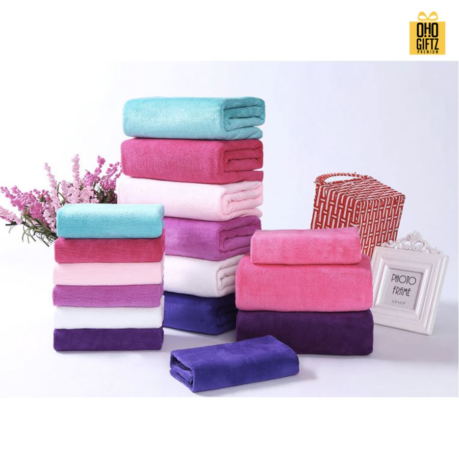 ผ้าขนหนูผ้าไมโครไฟเบอร์ ปักชื่อ ติดลาเบล  หรือเลเซอร์โลโก้ ทำเป็นของพรีเมี่ยมได้