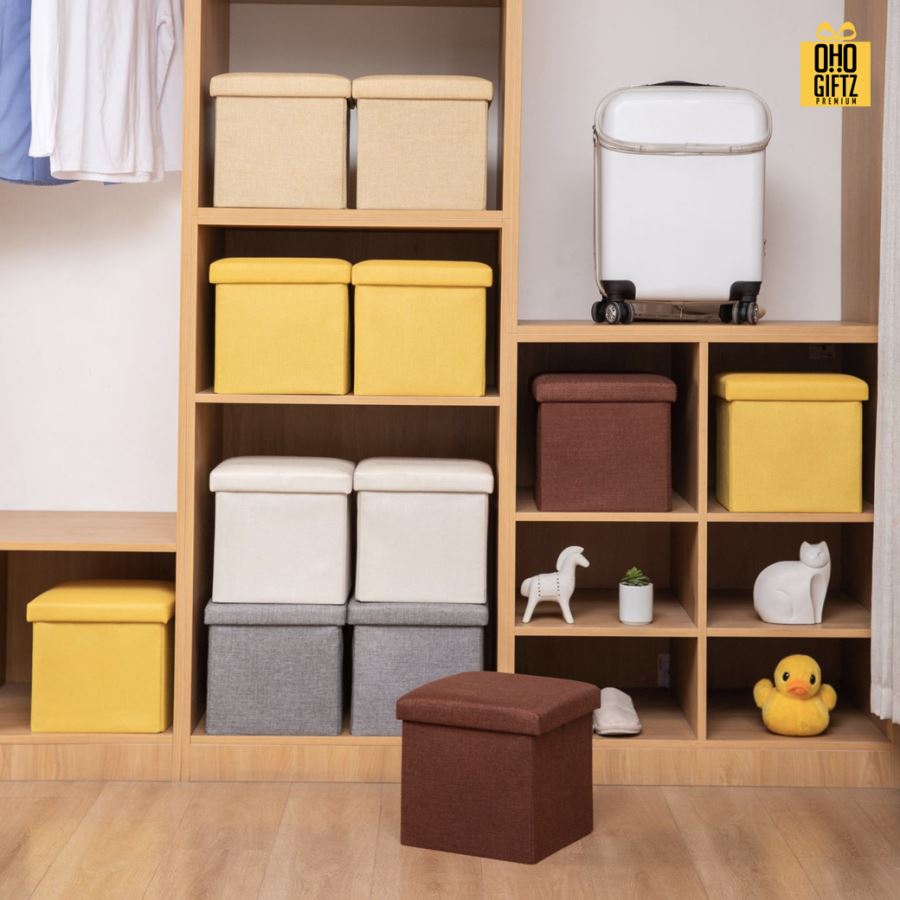 กล่องเก็บของผ้าพับเก็บได้ สกรีนโลโก้ ทำเป็นของพรีเมี่ยม 