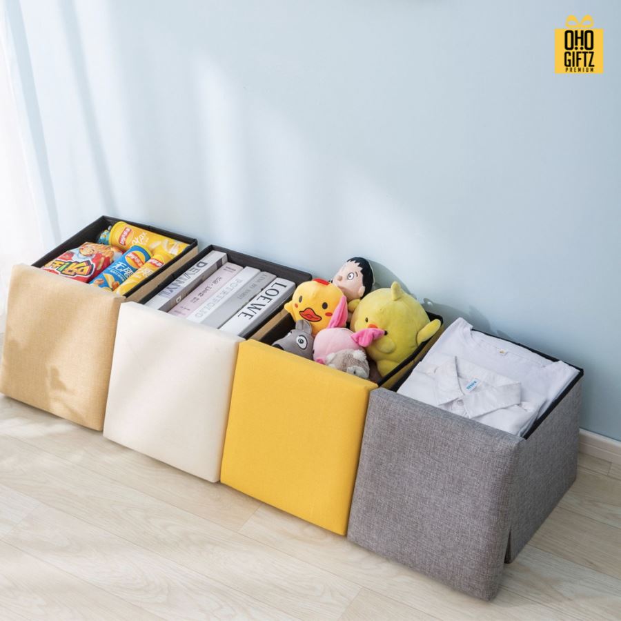 กล่องเก็บของผ้าพับเก็บได้ สกรีนโลโก้ ทำเป็นของพรีเมี่ยม 