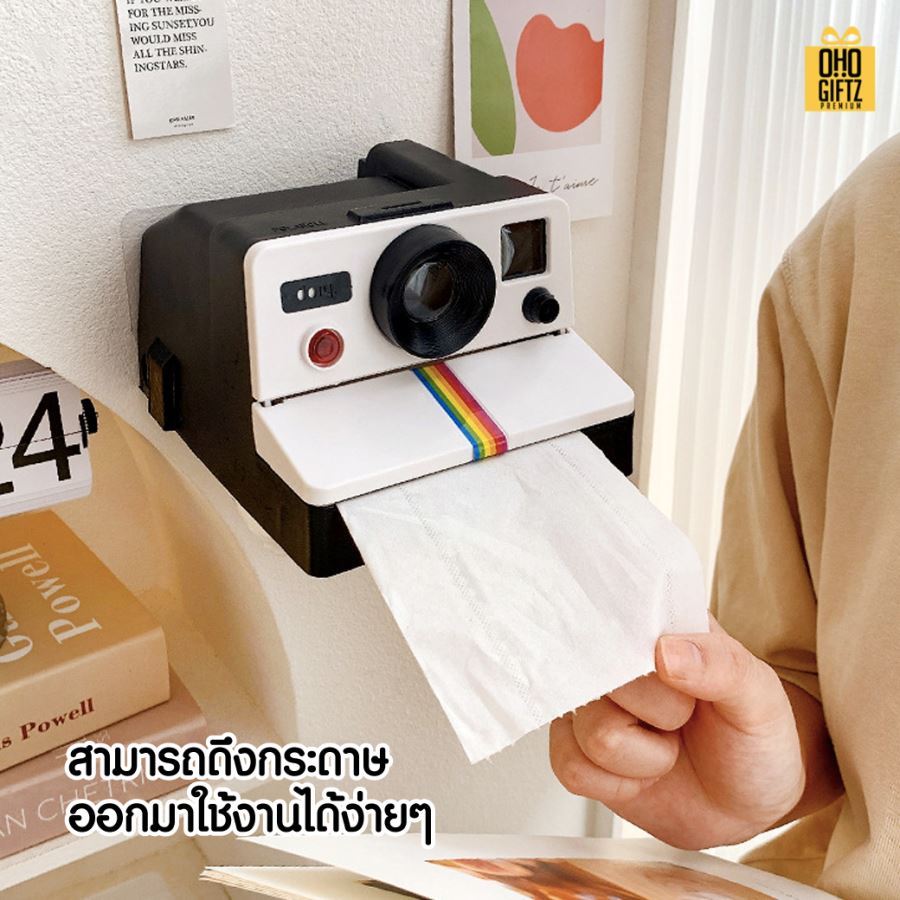 กล่องใส่ทิชชู่ทรงกล้อง สกรีนโลโก้ ทำเป็นของพรีเมี่ยม ของชำร่วยได้