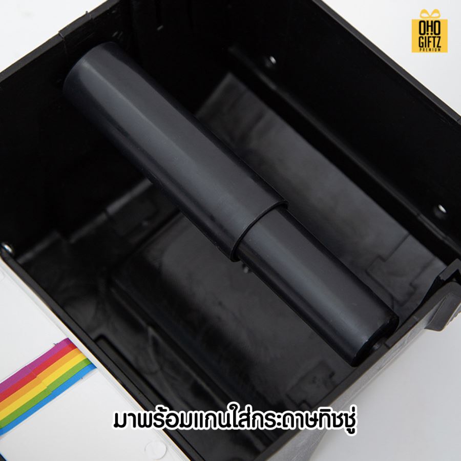 กล่องใส่ทิชชู่ทรงกล้อง สกรีนโลโก้ ทำเป็นของพรีเมี่ยม ของชำร่วยได้