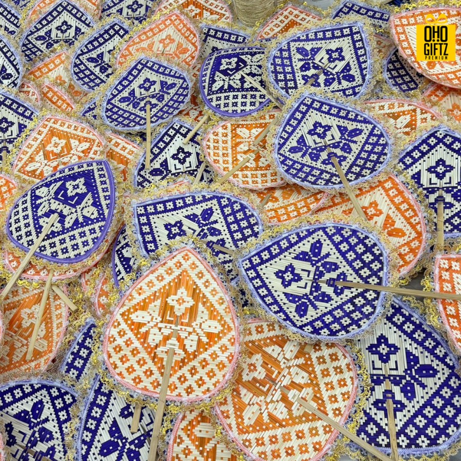 พัดสาน Handmade ทำเป็นสินค้าพรีเมี่ยม ของชำร่วย ของที่ระลึกได้