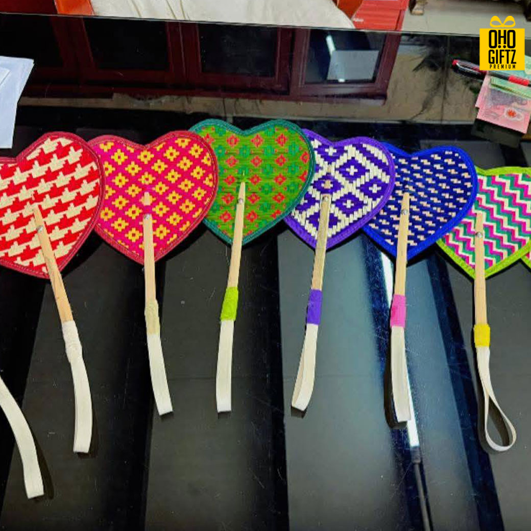 พัดสาน Handmade ทำเป็นสินค้าพรีเมี่ยม ของชำร่วย ของที่ระลึกได้