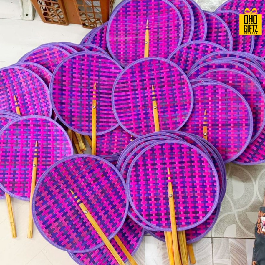 พัดสาน Handmade ทำเป็นสินค้าพรีเมี่ยม ของชำร่วย ของที่ระลึกได้