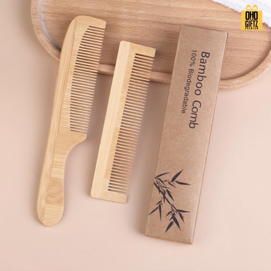 หวีไม้ไผ่ สกรีนโลโก้  ทำเป็นของพรีเมี่ยมได้