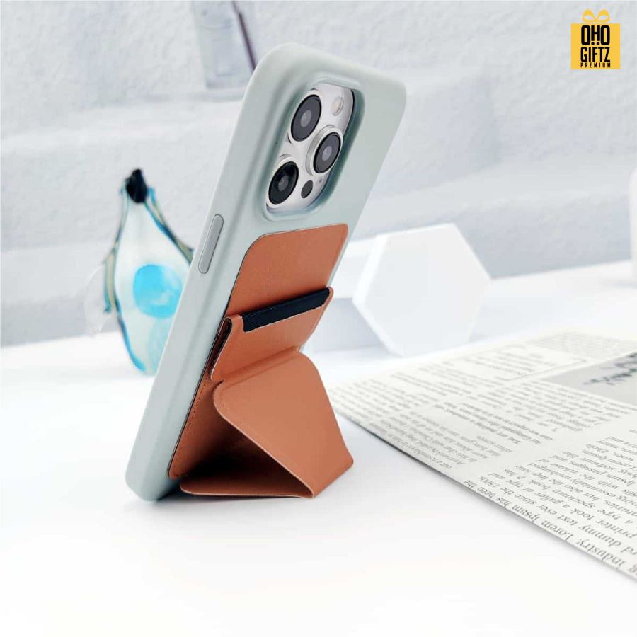 วางมือถือแบบพับได้หนัง PU สกรีนโลโก้ ทำเป็นของพรีเมี่ยมได้