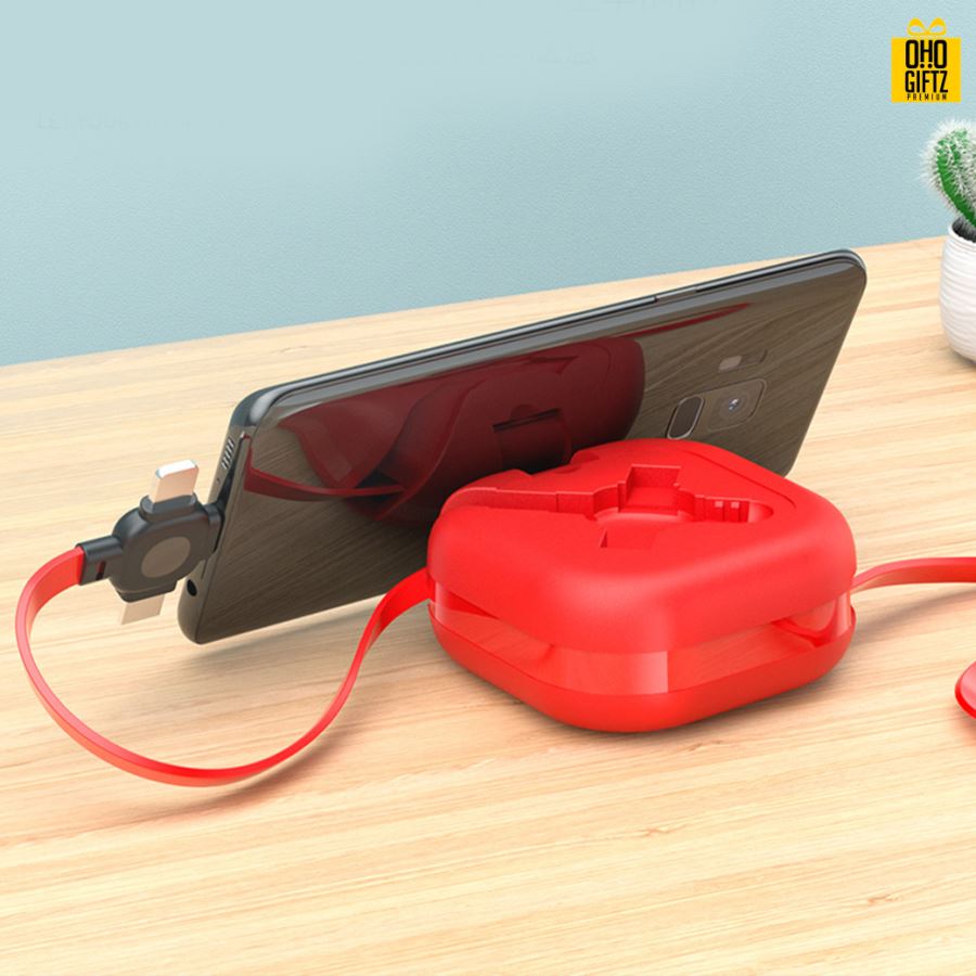 สายชาร์จยืดหดได้ 3in1 สกรีนชื่อ,โลโก้ ทำเป็นของพรีเมี่ยมได้