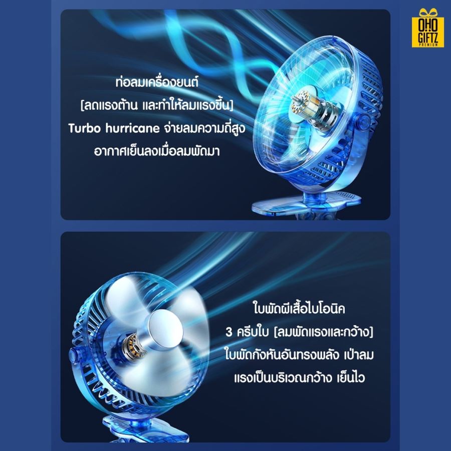 พัดลมคริปหนีบหัวส่ายอัตโนมัติ สกรีนโลโก้ ทำเป็นของพรีเมี่ยม