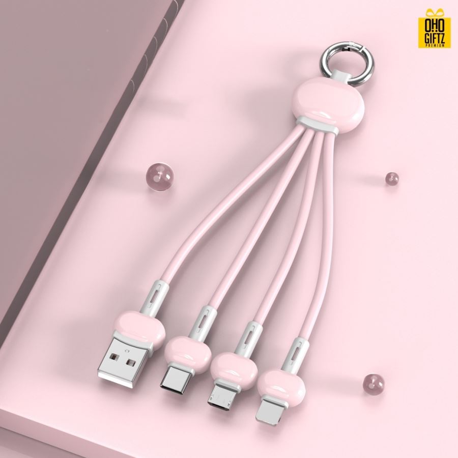 พวงกุญแจสายชาร์จ 3in1 สกรีนชื่อ,โลโก้ ทำเป็นของพรีเมี่ยมได้