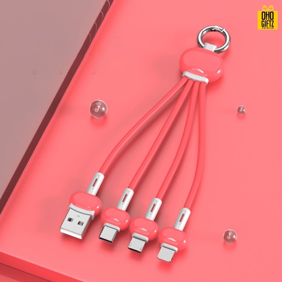 พวงกุญแจสายชาร์จ 3in1 สกรีนชื่อ,โลโก้ ทำเป็นของพรีเมี่ยมได้