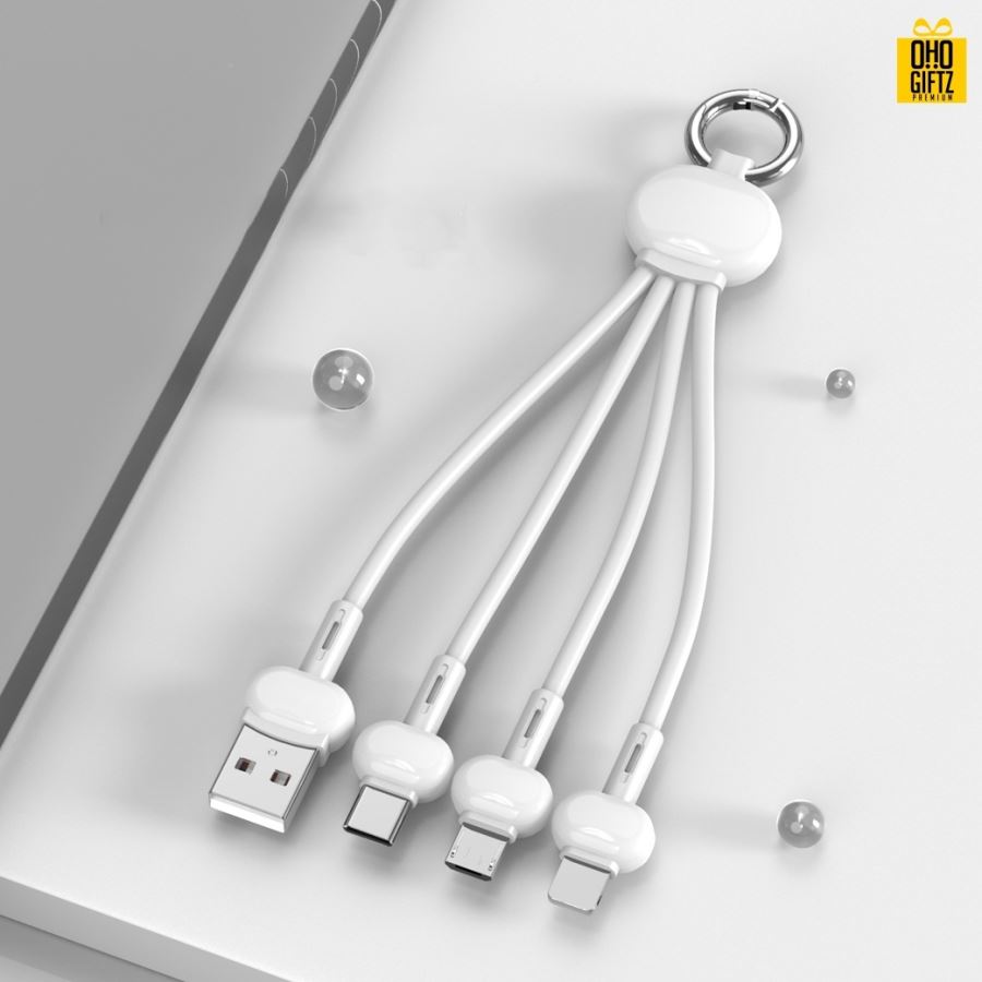 พวงกุญแจสายชาร์จ 3in1 สกรีนชื่อ,โลโก้ ทำเป็นของพรีเมี่ยมได้