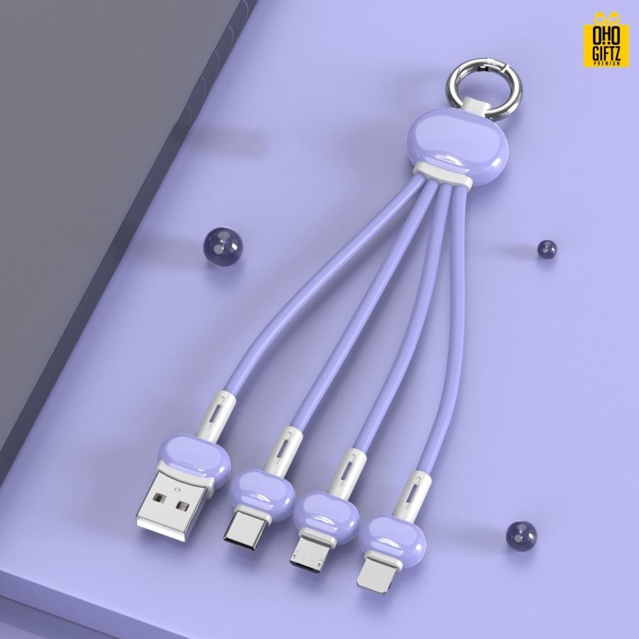 พวงกุญแจสายชาร์จ 3in1 สกรีนชื่อ,โลโก้ ทำเป็นของพรีเมี่ยมได้