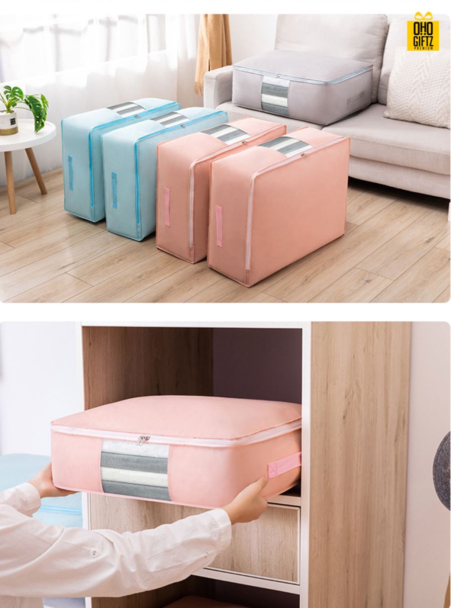 กระเป๋าผ้าเก็บผ้านวม สกรีนโลโก้  ทำเป็นของพรีเมี่ยมได้