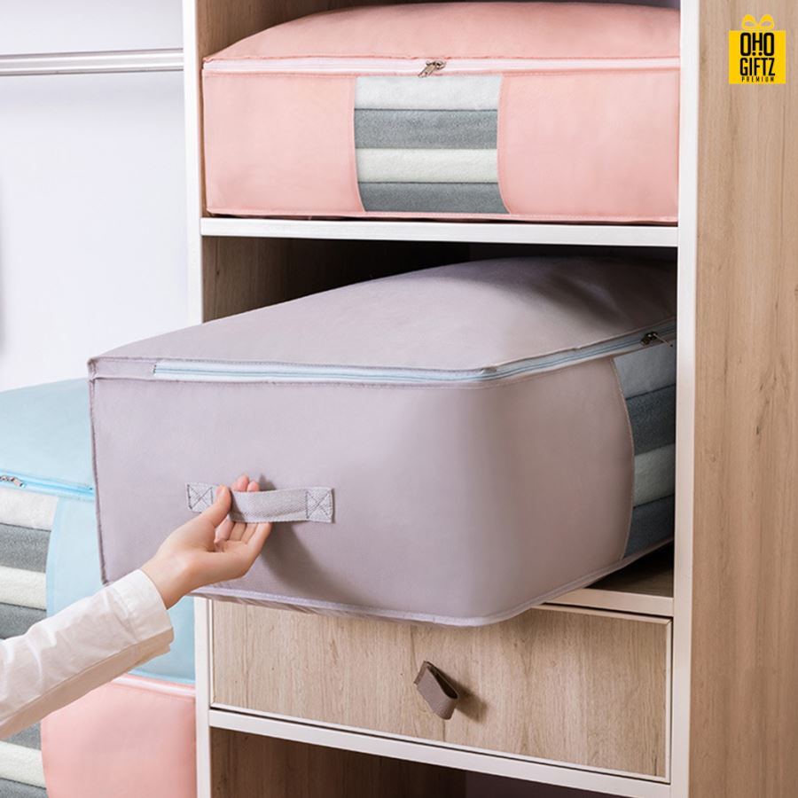 กระเป๋าผ้าเก็บผ้านวม สกรีนโลโก้  ทำเป็นของพรีเมี่ยมได้