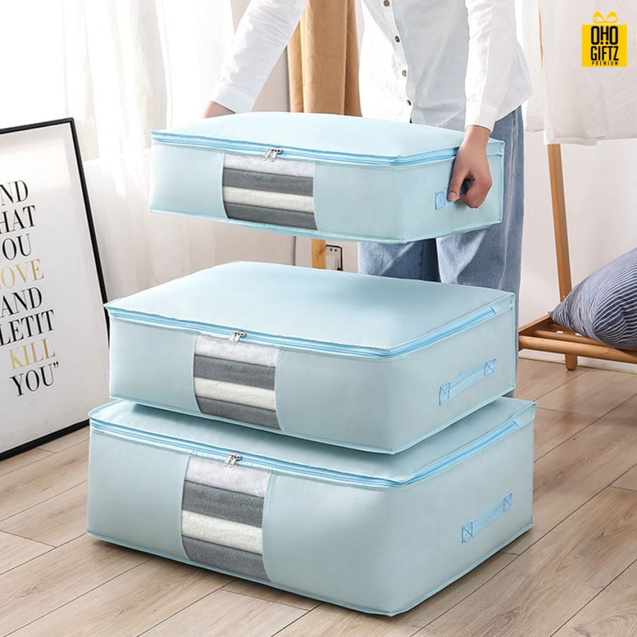 กระเป๋าผ้าเก็บผ้านวม สกรีนโลโก้  ทำเป็นของพรีเมี่ยมได้